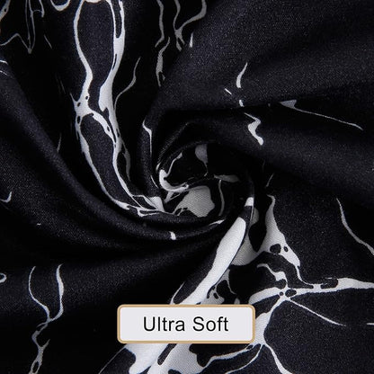 Best Season Bed Sheet Set 4 Pieces -Queen Size-Soft Durable Microfiber Bedding Sheet Set,Deep Pocket,Stain,Fade & Wrinkle Resistant(Black Marble)