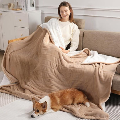 Heating Blankets Heated Throw 50''X60'' - Electric Throw with 5 Heating Level & 4 Hour Auto Off, Ultra Soft, Machine Washable & Overheating Protection, House Warming Gifts(Beige)