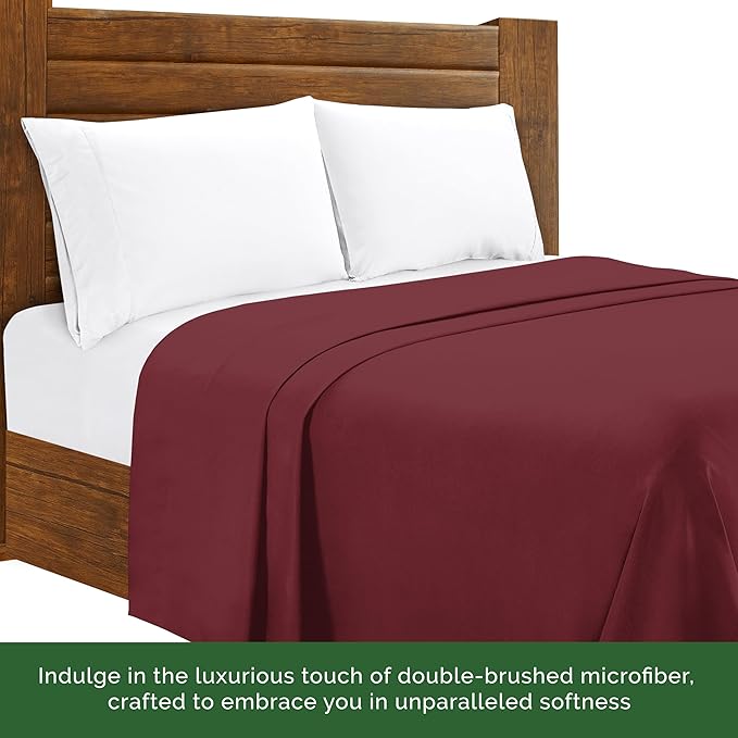 Luxury Flat Sheet on Amazon Elegant Comfort Wrinkle-Free 1500 Premier Hotel Quality 1-Piece Flat Sheet, California King Size, Burgundy