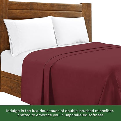 Luxury Flat Sheet on Amazon Elegant Comfort Wrinkle-Free 1500 Premier Hotel Quality 1-Piece Flat Sheet, California King Size, Burgundy
