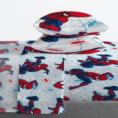 Jay Franco Marvel Spiderman Webtastic 7 Piece Queen Size Bed Set - Includes Reversible Comforter & Sheet Set - Super Soft Kids Bedding Fade Resistant Microfiber (Official Marvel Product)