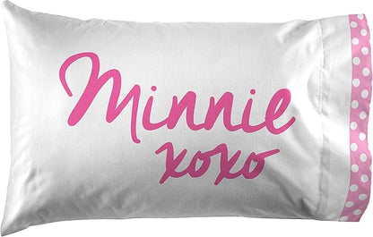 Jay Franco Kids Sheet Set with Fitted, Flat Sheets & Pillow Cover - Ultra-Soft Bedding with Pillowcase for Room Decor, White - Minnie Mouse, 3 Piece Twin