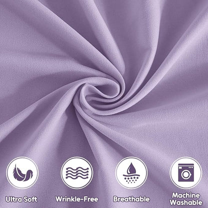 King Size Sheets Set, 4 Pieces Hotel Luxury Soft Microfiber Bed Sheets Set, Up to 16" Deep Pockets, Oeko-Tex Sheets with Elastic, Breathable, Wrinkle Free (Purple, King)