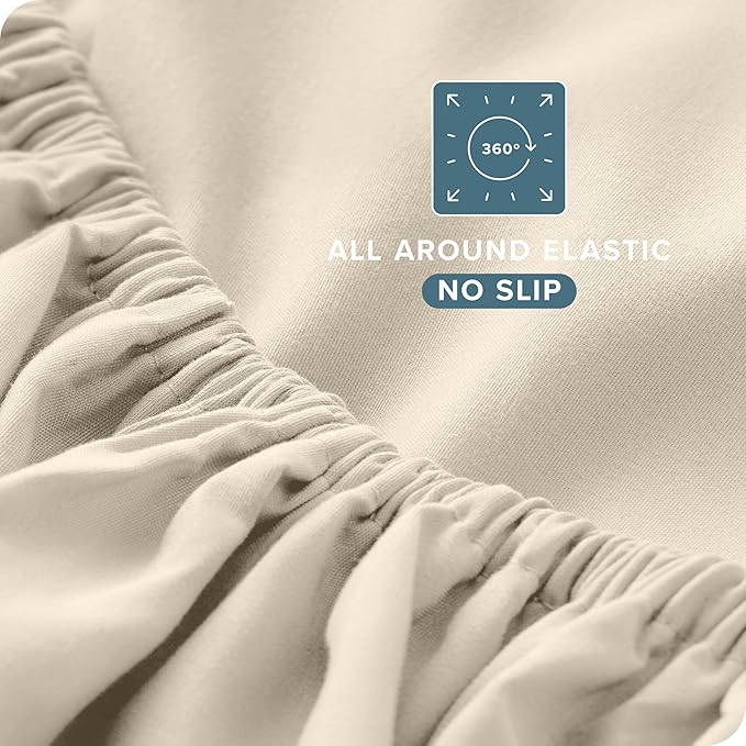Bare Home Split California King Sheet Set - 1800 Ultra-Soft Microfiber Bed Sheets - Double Brushed - Deep Pockets - Easy Fit - 5 Piece Set - Bed Sheets (Split Cal King, Sand)