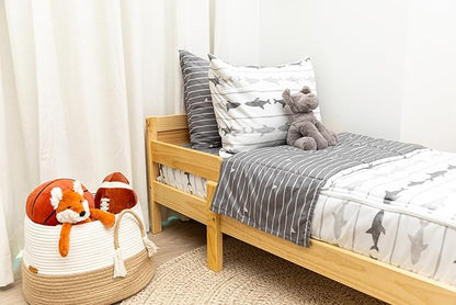 Beddy's Great White Zipper Bedding - Durable Zip-On Sheets & Comforter for Kids - Bed in a Bag - Easy Make Bedding - Machine Washable - Includes Pillowcase & Sham - Grey Shark - Toddler