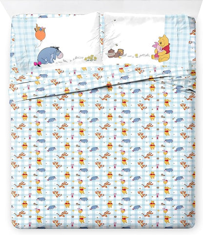 Jay Franco Kids Comforter Set Includes Sheets and Pillow Covers - Soft and Cozy Bed Set for Stylish Room Decor, Official Licensed Bedding, White - Winnie The Pooh, 7 Piece Full