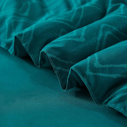 Dinjoy Teal Blue King Size Comforter Set,Striped Boho Bed in a Bag King 7 Pieces Soft Fall Bedding Comforters Sets wiht Sheets Microfiber Complete Bed Sets for All Season