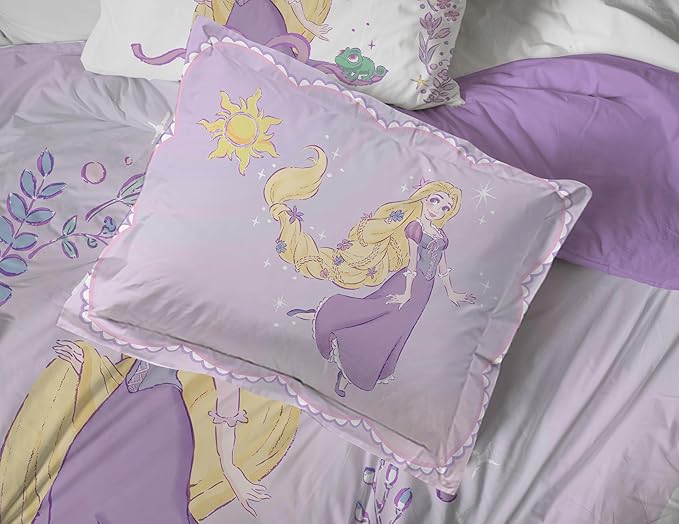 Jay Franco Kids Comforter Set Includes Sheets and Pillow Covers - Soft and Cozy Bed Set for Stylish Room Decor, Purple - Disney Princess Rapunzel, 7 Piece Full Size Bedding