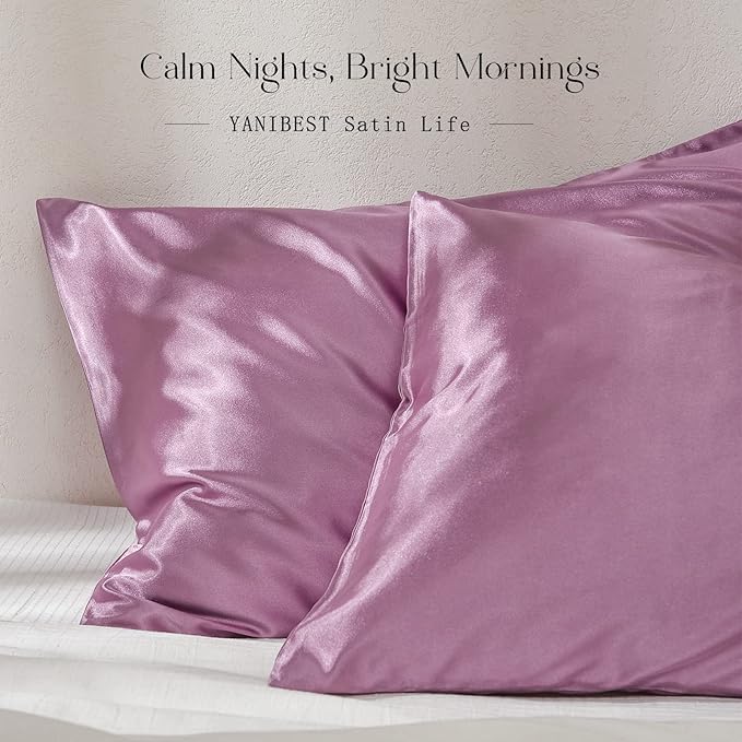 Yanibest Satin Pillowcase, King Size Pillow Cases Set of 2 - Silk Pillow Cases for Hair and Skin with Zipper, Silk Pillow Cases King for 20"x36", Exquisite Packaging for Women Men