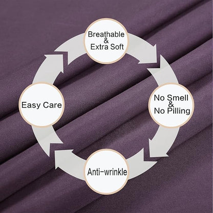 4 Piece Bed Sheet Set (Queen,Purple) 1 Flat Sheet,1 Fitted Sheet and 2 Pillow Cases,Brushed Microfiber Luxury Bedding with Deep Pockets