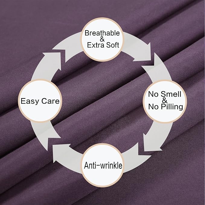 4 Piece Bed Sheets Set (Full,Purple) 1 Flat Sheet,1 Fitted Sheet and 2 Pillow Cases,Brushed Microfiber Luxury Bedding with Deep Pockets