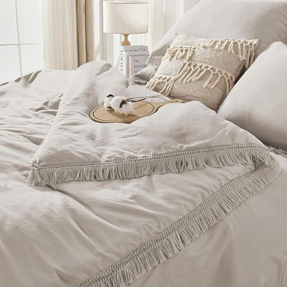 Andency California King Size Comforter Set with Sheets Heather Grey - 7 Pieces Cal King Bed in a Bag Boho Bedding Sets, Bed Set with Comforter, Sheets, Pillowcases & Shams