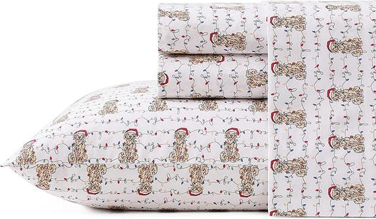 Tommy Bahama - Queen Size Sheet Set, Crisp & Cool Cotton Percale Bedding with a Smooth Lightweight Feel, 4 Piece Holiday Bed Sheets with Matching Pillowcases (Wrapped Up Red)