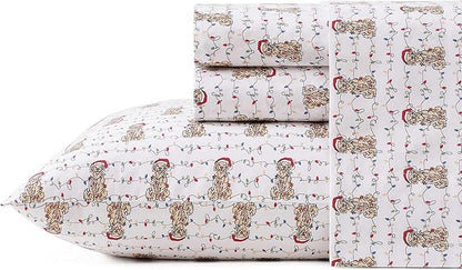 Tommy Bahama - King Size Sheet Set, Crisp & Cool Cotton Percale Bedding with a Smooth Lightweight Feel, 4 Piece Holiday Bed Sheets with Matching Pillowcases (Wrapped Up Red)