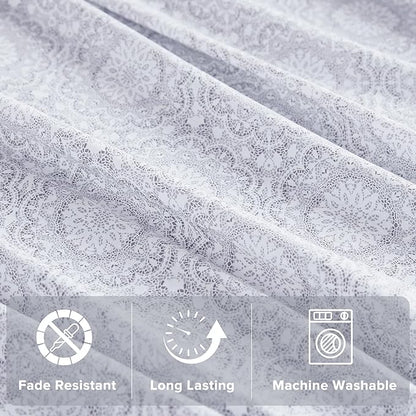 Comfort Spaces 100% Cotton Sheets Queen, Breathable, Naturally Cool Cotton Sheets, Soft Cotton Bed Sheets with 14" Elastic Pocket Fits up to 16" Mattress, All Seasons Sheet Set, Adelia Gray 4 Piece