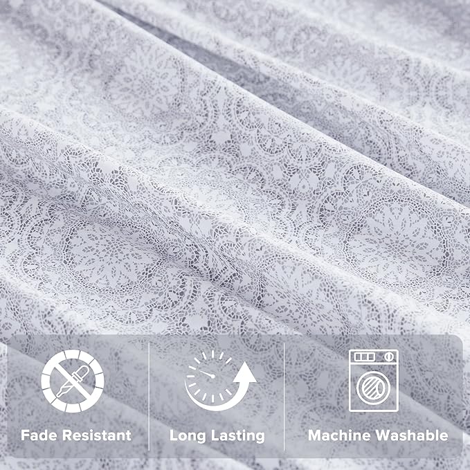 Comfort Spaces 100% Cotton Sheet Set Breathable, Lightweight, Soft with 14" Elastic Pocket Fits up to 16" Mattress, All Season Cozy Bedding, Matching Pillow Case, Full Adelia Gray 4 Piece