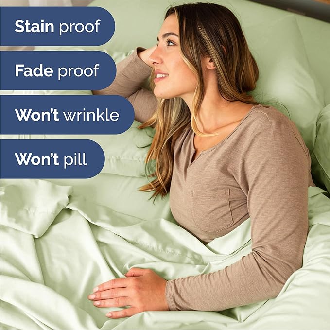 Queen 6 Piece Sheet Set - Comfy Breathable & Cooling - Ultra-Soft Hotel Luxury Bedding Set w/ 8-16 Inch Deep Pockets - 1 Flat & 1 Fitted Sheet & 4 Pillowcases - Wrinkle Free & Easy Care - Light Sage