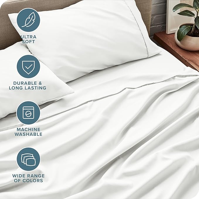 Bare Home Split Head Flex King Sheet Set - 1800 Ultra-Soft Microfiber Bed Sheets - Double Brushed - Deep Pockets - Easy Fit - 4 Piece Set - Bedding Sheets & Pillowcases (Cream)