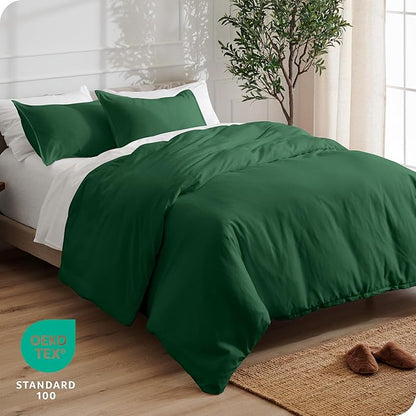 Bare Home Bedding Duvet Cover Extra Long Size - Premium 1800 Super Soft Collection - Lightweight, Cooling - Soft Breathable Bedding Duvet Cover (Twin/Twin XL, Forest Green)