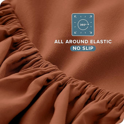 Bare Home Full Sheet Set - 1800 Ultra-Soft Microfiber Full Bed Sheets - Double Brushed - Deep Pockets - Easy Fit - 4 Piece Set - Bedding Sheets & Pillowcases (Full, Terracotta)