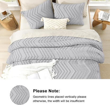 Litanika Light Grey King Comforter Set, 3 Pieces Lightweight Gray Tufted Bedding Sets, Down Alternative Comforter Fluffy Bed Set Gift Choice