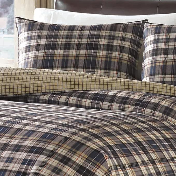 Eddie Bauer - King Comforter Set, Reversible Cotton Bedding with Matching Shams, Home Decor for All Seasons (Port Gamble Blue, King)