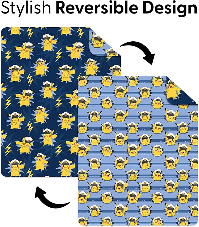 Northwest Pokémon Electric Captain Quilted Throw Blanket, Pikachu Adventure Artwork, Soft and Comfy for Bedding for Bed Couch, 60 x 80 inches