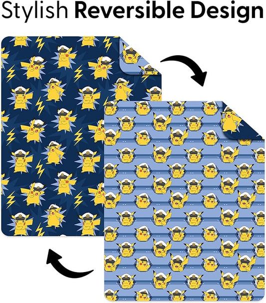 Northwest Pokémon Electric Captain Quilted Throw Blanket, Pikachu Adventure Artwork, Soft and Comfy for Bedding for Bed Couch, 60 x 80 inches