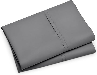 Bare Home Microfiber Pillow Cases - King Size Set of 2 - Cooling Pillowcases - Double Brushed - Grey Pillowcases 2 Pack - Easy Care (King Pillowcase Set of 2, Grey)