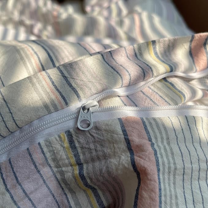 HighBuy Striped Comforter Set Twin XL,Pink Purple Striped Bedding Comforter Set 3 Pieces Soft Fluffy Stripes Pattern Comforter Set Farmhouse for Women Men, 1 Comforter with 2 Pillowcases