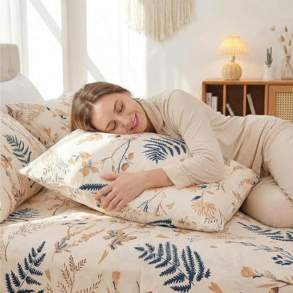 JSD Boho Floral Printed Sheet Set Full Size, 4 Piece, Soft Botanical Pattern Microfiber Sheets Extra Deep Pocket