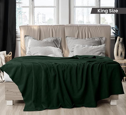 Utopia Bedding Forest Green 100% Cotton Blanket [King Size - 90x108 Inch] Lightweight, Soft and Breathable Thermal Blanket for All Seasons