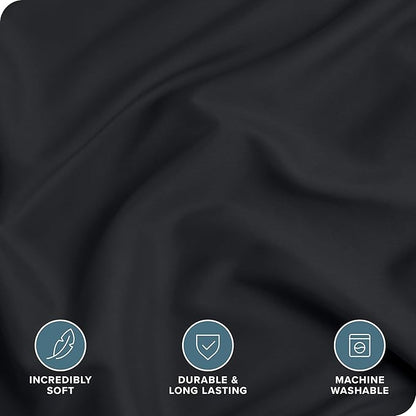 Bare Home Bedding Duvet Cover Queen Size - Premium 1800 Super Soft Collection - Lightweight, Cooling Duvet Cover - Soft Breathable Bedding (Queen, Black)
