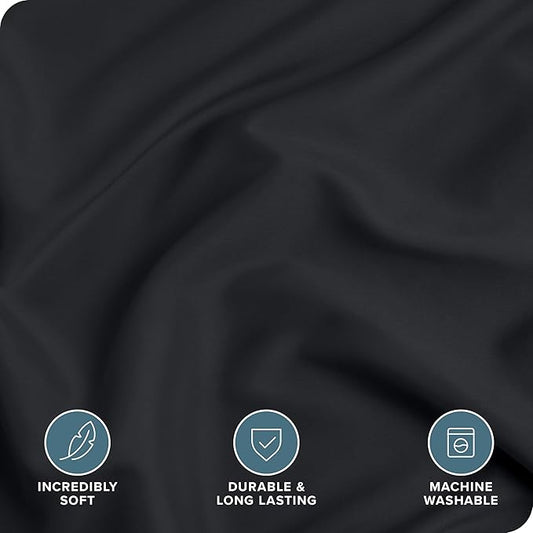 Bare Home Bedding Duvet Cover Extra Long Size - Premium 1800 Super Soft Collection - Lightweight, Cooling Duvet Cover - Soft Breathable Bedding (Twin/Twin XL, Black)