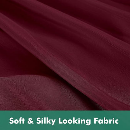 Biscaynebay Wrap Around Bed Skirts with Split Corners for King Beds 14" Drop, Burgundy Elastic Dust Ruffles Adjustable Easy Fit Wrinkle & Fade Resistant Silky Luxurious Fabric Machine Washable