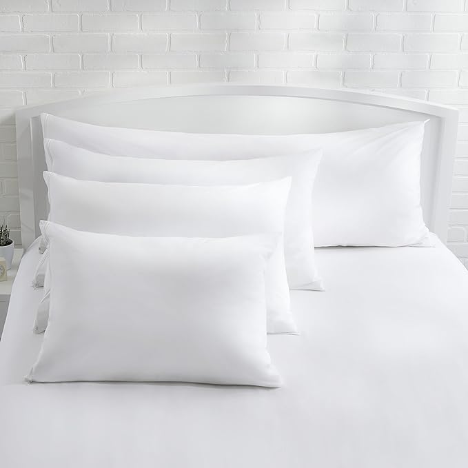 Amazon Basics Hypoallergenic Protector Cover Pillowcases - 21 x 55 Inches, Body Size, White, Pillows Not Included