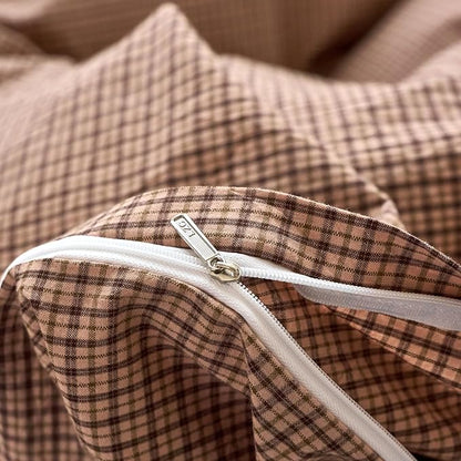 Gingham Queen Duvet Cover Blush Pink Washed Cotton Comforter Covers Queen Size Plaid Checkered Pattern Boho Duvet Cover Set with Hidden Zipper Cozy Vintage Bedding Set for Girls Duvet Protector