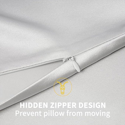 ZIMASILK 100% Pure Mulberry Silk Pillowcase for Hair and Skin Health,Soft and Smooth,Both Sides Premium Grade 6A Silk,600 Thread Count,with Hidden Zipper,1pc (King 20''x36'',Light Grey)