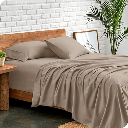 Bare Home Full Sheet Set - 1800 Ultra-Soft Microfiber Full Bed Sheets - Double Brushed - Deep Pockets - Easy Fit - 4 Piece Set - Bedding Sheets & Pillowcases (Full, Pebble)