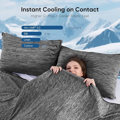 Elegear Revolutionary Cooling Blanket Queen Absorbs Heat to Keep Body Cool for Night Sweats, Arc-Chill3.0 Cool Fiber Q-Max>0.5 for Hot Sleepers, Lightweight Summer Cold Blankets for Sleeping 79" x 86"