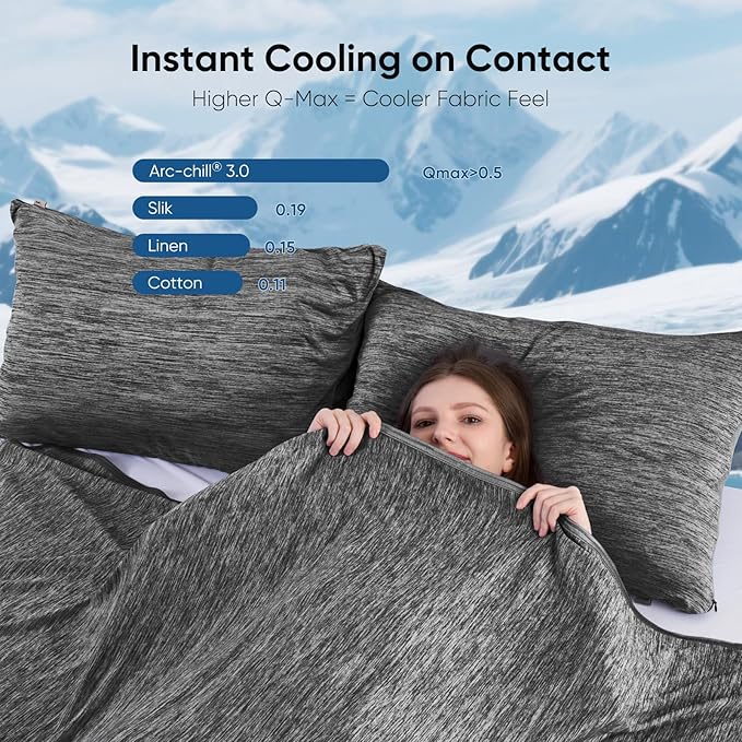 Elegear Revolutionary Cooling Blanket Twin, Absorbs Heat to Keep Body Cool for Night Sweats, Arc-Chill3.0 Cool Fiber Q-Max>0.5 for Hot Sleepers, Lightweight Summer Cold Blankets for Sleeping 59" x 79"
