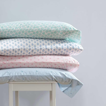 Laura Ashley - Twin Bed Sheets, Cotton Percale Bedding with Matching Pillowcase, Crisp & Cool Bed Set with Deep Pocket, Oeko-Tex Certified, Dorm Essentials (Margate Shells Blue)