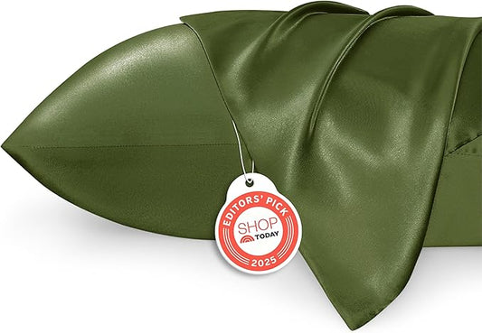 Bedsure King Size Satin Pillowcase Set of 2 - Moss Silky Pillow Cases for Hair and Skin with Envelope Closure, Similar to Silk Pillow Cases, Gifts for Women Men, 20x36 Inches, 2pcs