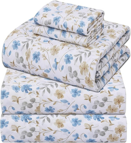 ZOYER 100% Cotton Sheets – Split King Size Percale Bedding, Cooling & Breathable, Durable with a Crisp, Soft & Comfortable Feel, 16" Deep Pocket, 5-Piece Set, Country Coast