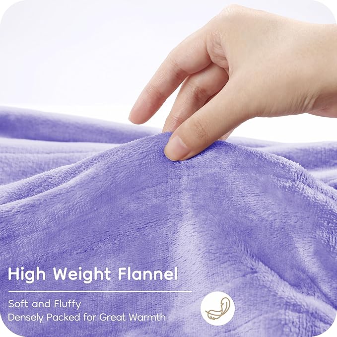 Electric Heated Blanket King Size 90"×100", Comfortable & Luxurious Flannel, 4 Heating Levels & 10 H Auto Shut Off, Light Purple