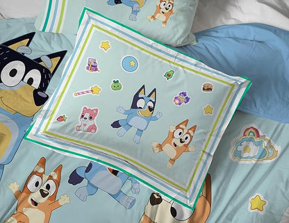 Jay Franco Kids Comforter Set Includes Sheets and Pillow Covers - Soft and Cozy Bed Set for Stylish Room Decor, Blue - Bluey 5 Piece Twin Size Bedding