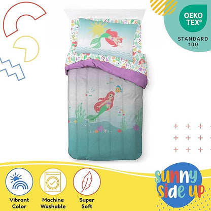 Sunny Side Up Disney The Little Mermaid Twin Comforter Set - 5 Piece Kids Bedding Includes Comforter, Sheets & Pillow Cover - Super Soft Ariel Microfiber Bed Set