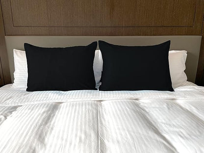 iMaylex Soft 100% Egyptian Cotton Zipper Pillow Case, Cozy and Lightweight Pillowcase, Set of 2, Black, King, 20" x 36"