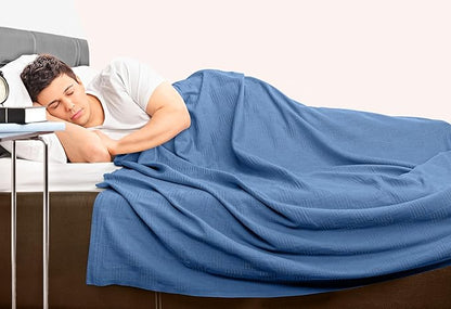 Utopia Bedding Wedgewood 100% Cotton Blanket [Queen Size - 90x90 Inch] Lightweight, Soft and Breathable Thermal Blanket for All Seasons
