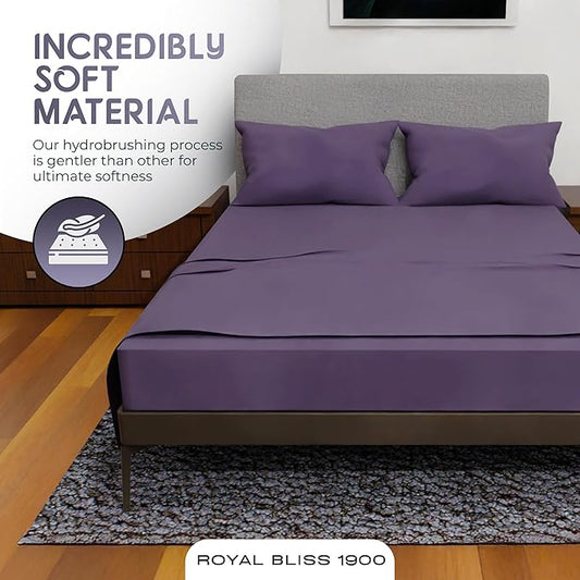 Royal Bliss King Size Sheets Set - 4 Piece Bedding - Wrinkle Free, Double Brushed, Cooling, Deep Pocket, Plum